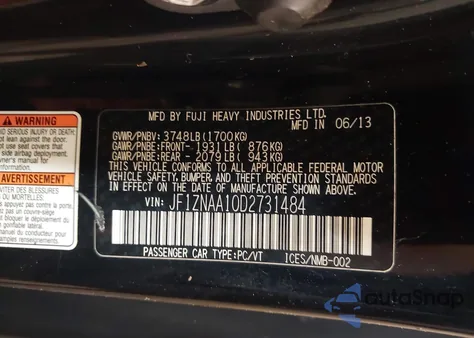 2013 Scion Fr-S from USA, damaged, VIN JF1ZNAA10D2731484